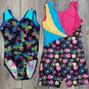 Dreamlight Activewear Kids Leotard Bundle Lot Floral Shorts Neon Leo Child 8 10
